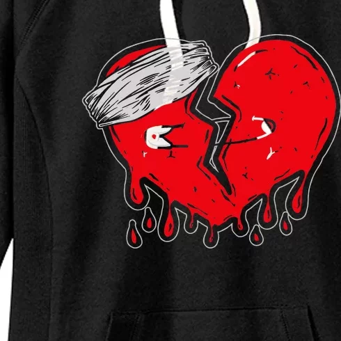 retro Broken Heart Cute Heart broken Love Women's Fleece Hoodie