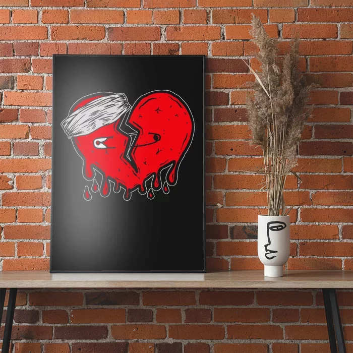 retro Broken Heart Cute Heart broken Love Poster