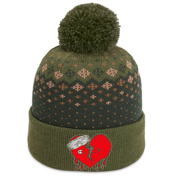 retro Broken Heart Cute Heart broken Love The Baniff Cuffed Pom Beanie