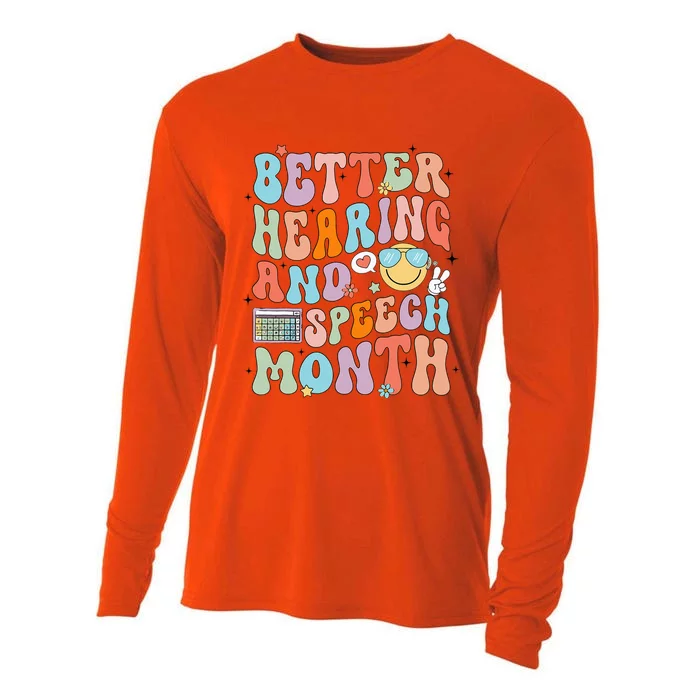 Retro Better Hearing And Speech Month Speech Pathologist Slp Cooling Performance Long Sleeve Crew