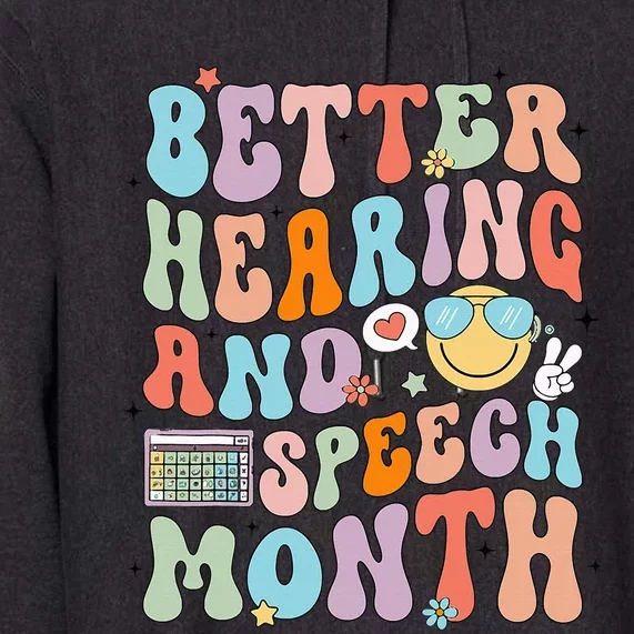 Retro Better Hearing And Speech Month Speech Pathologist Slp Premium Hoodie