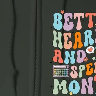 Retro Better Hearing And Speech Month Speech Pathologist Slp Full Zip Hoodie