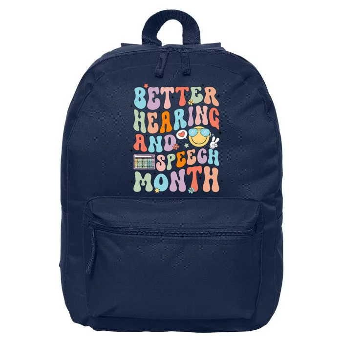 Retro Better Hearing And Speech Month Speech Pathologist Slp 16 in Basic Backpack