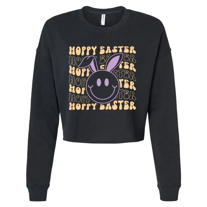 Retro Bunny Hoppy Easter Cropped Pullover Crew