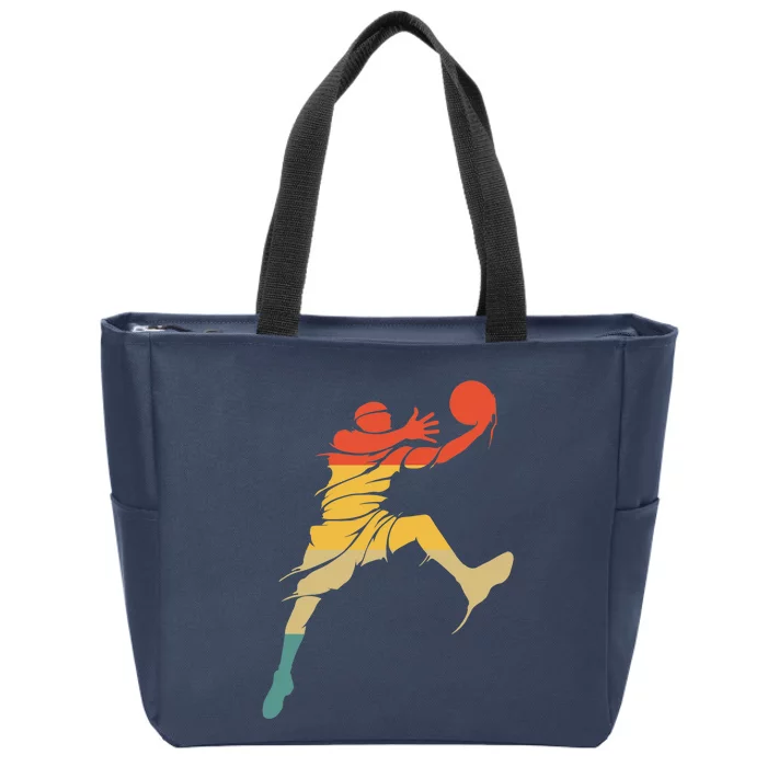 Retro Basketball Hoops Streetball - Vintage Basketball Zip Tote Bag