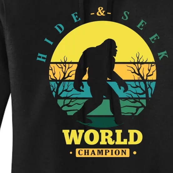 Retro Bigfoot Hide And Seek World Champion Women's Pullover Hoodie