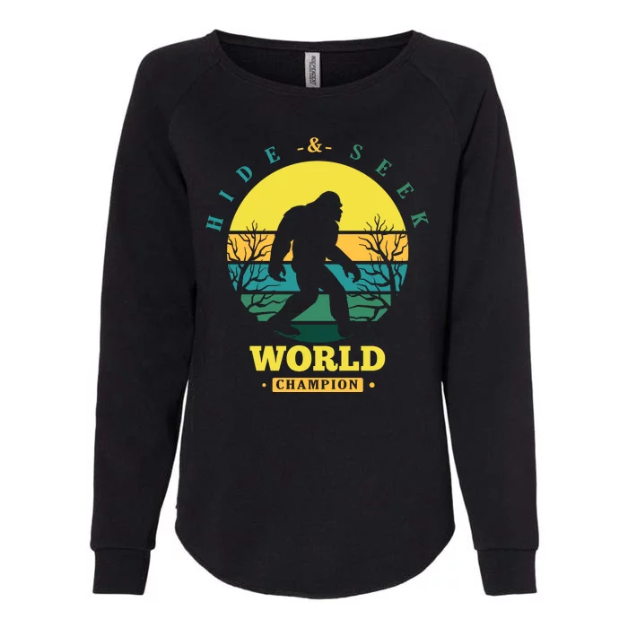 Retro Bigfoot Hide And Seek World Champion Womens California Wash Sweatshirt