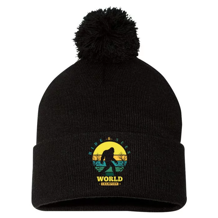 Retro Bigfoot Hide And Seek World Champion Pom Pom 12in Knit Beanie