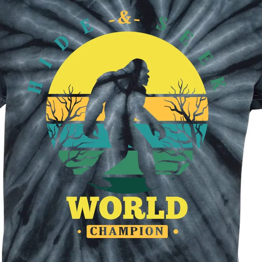 Retro Bigfoot Hide And Seek World Champion Kids Tie-Dye T-Shirt