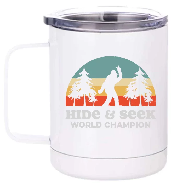 Retro Bigfoot Hide &Amp; Seek World Champion Front & Back 12oz Stainless Steel Tumbler Cup