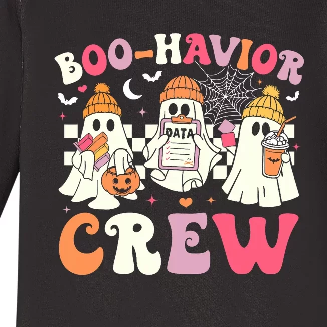 Retro Boo Havior Crew Behavior Analyst Halloween Aba Rbt Baby Long Sleeve Bodysuit