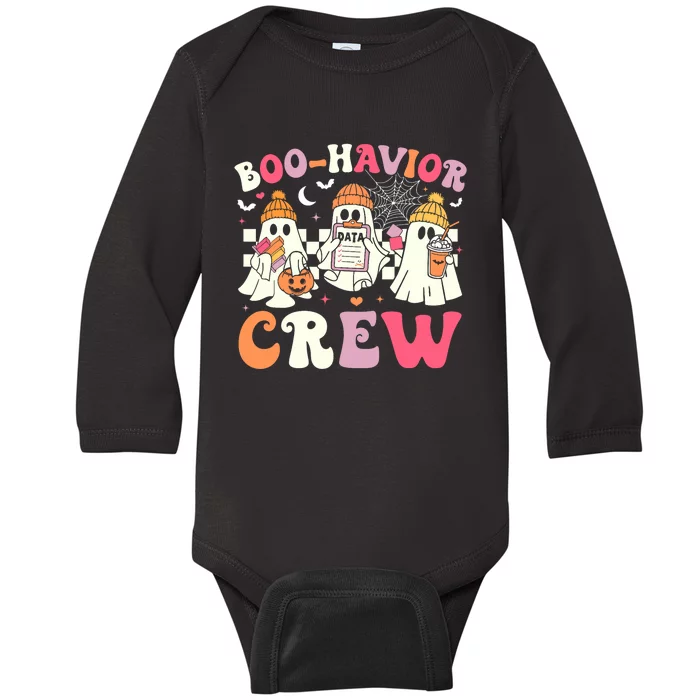 Retro Boo Havior Crew Behavior Analyst Halloween Aba Rbt Baby Long Sleeve Bodysuit