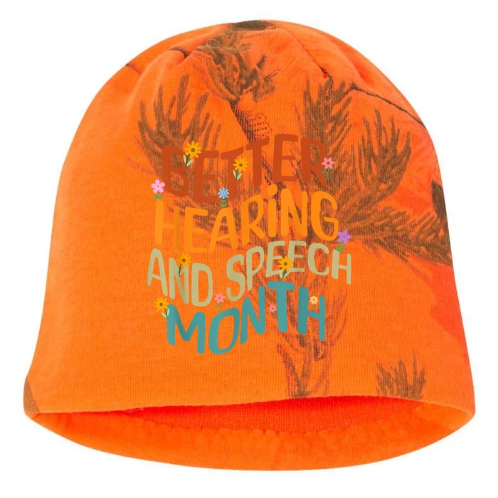 Retro Better Hearing And Speech Month Speech Pathologist SLP Kati - Camo Knit Beanie