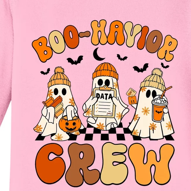 Retro Boo Havior Crew Behavior Analyst Halloween Aba Rbt Baby Long Sleeve Bodysuit