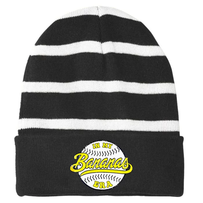 Retro Bananas In My Banana Era Striped Beanie with Solid Band