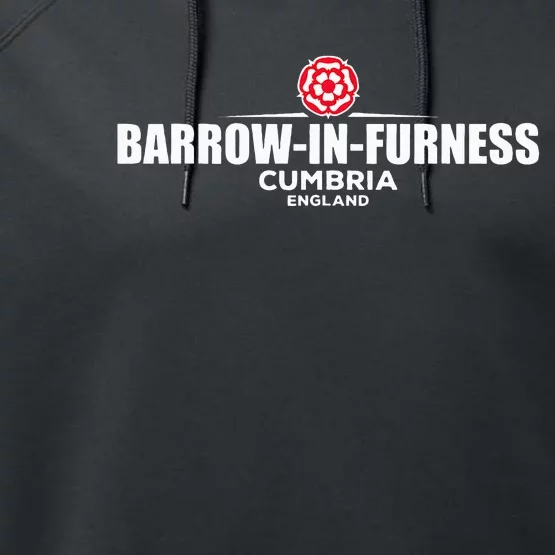 retro Barrow in Furness Cumbria England Performance Fleece Hoodie