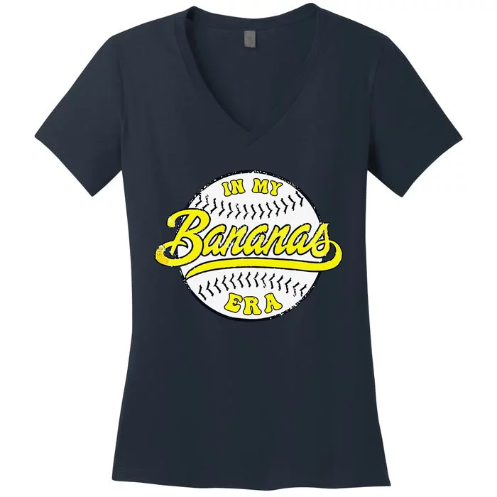 Retro Bananas In My Banana Era Women's V-Neck T-Shirt