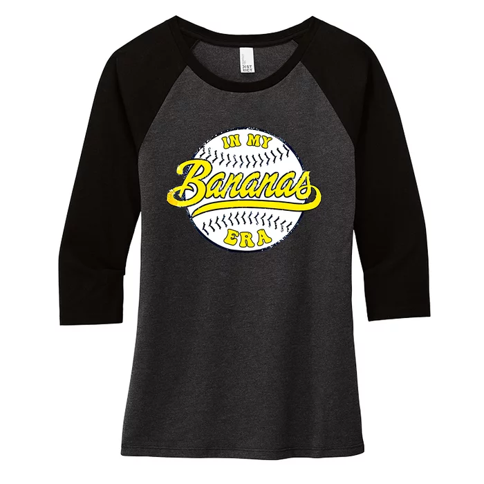 Retro Bananas In My Banana Era Women's Tri-Blend 3/4-Sleeve Raglan Shirt