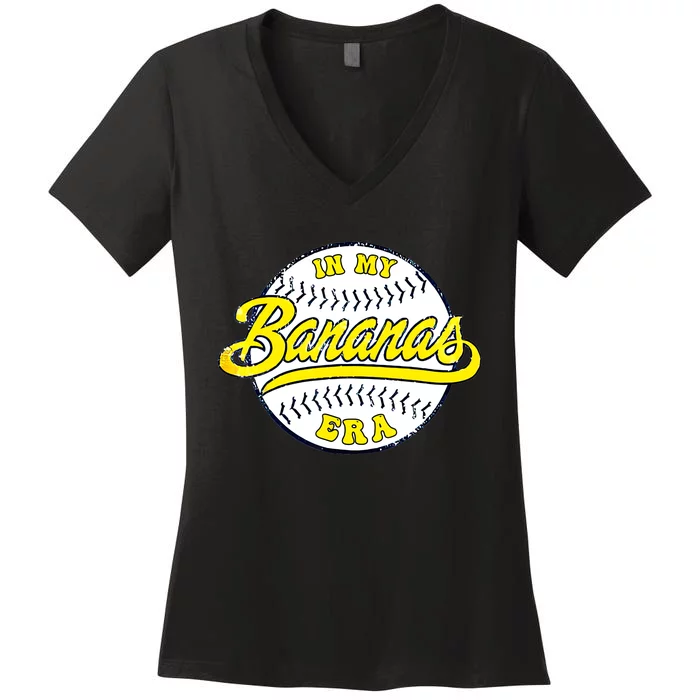 Retro Bananas In My Banana Era Women's V-Neck T-Shirt