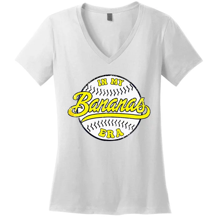 Retro Bananas In My Banana Era Women's V-Neck T-Shirt