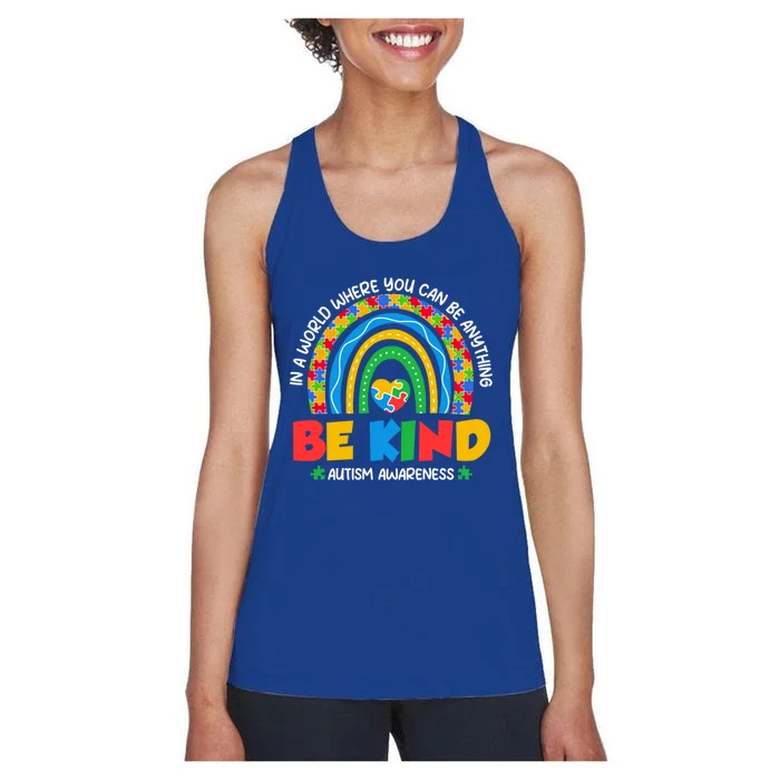 Rainbow Be Kind Autism Awareness Choose Kindness Gift Women's Racerback Tank