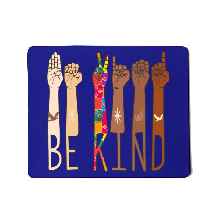 Retro Be Kind Hand Sign Language Asl Puzzle Autism Awareness Great Gift Mousepad