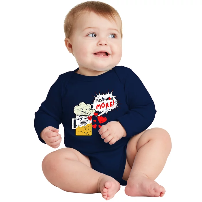 Retro Beer Kawaii Funny Valentines Day Miss Beer Lover Gift Baby Long Sleeve Bodysuit