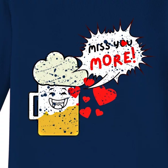 Retro Beer Kawaii Funny Valentines Day Miss Beer Lover Gift Baby Long Sleeve Bodysuit