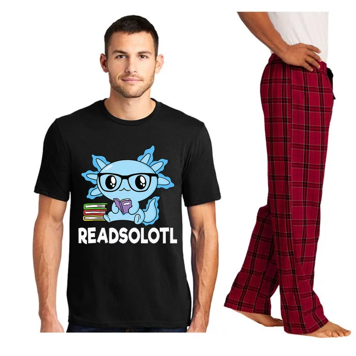 Readsolotl Blue Kawaii Axolotl Book Lover Pajama Set