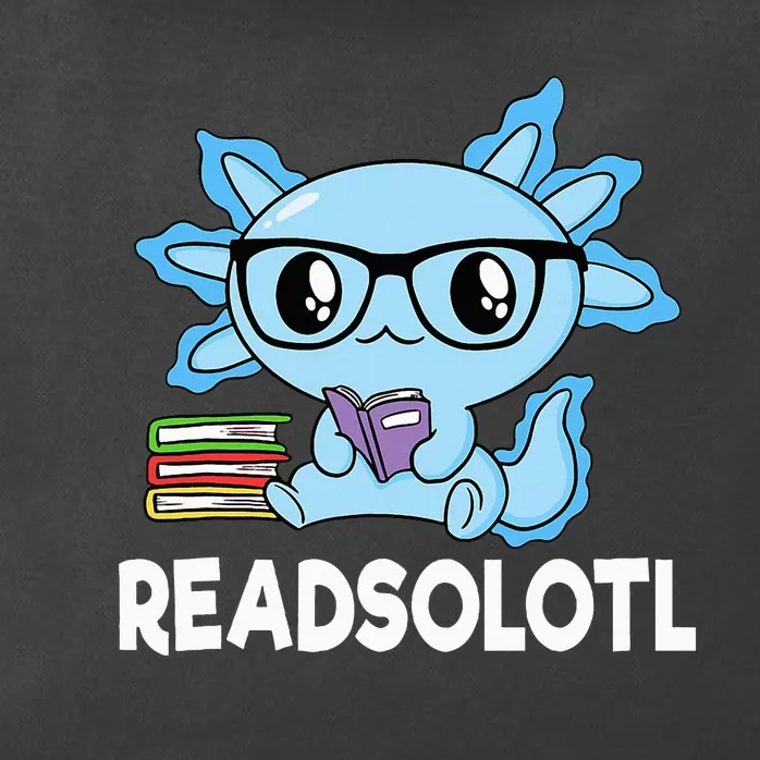 Readsolotl Blue Kawaii Axolotl Book Lover Zip Tote Bag