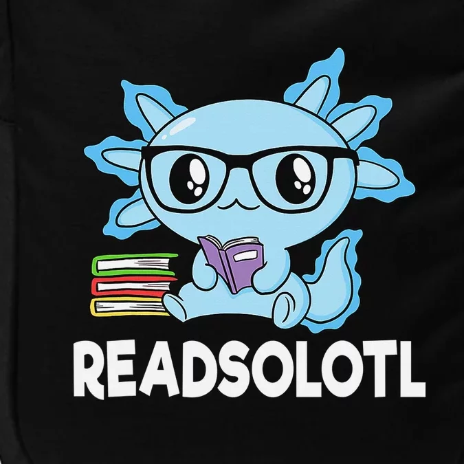 Readsolotl Blue Kawaii Axolotl Book Lover Funny Reading Impact Tech Backpack