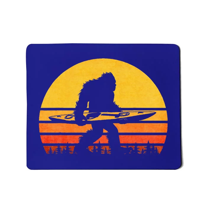 Retro Bigfoot Kayak Vintage Sasquatch Kayaking Mousepad