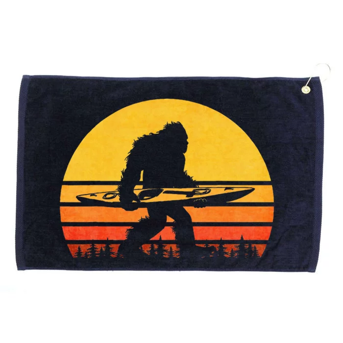 Retro Bigfoot Kayak Vintage Sasquatch Kayaking Grommeted Golf Towel