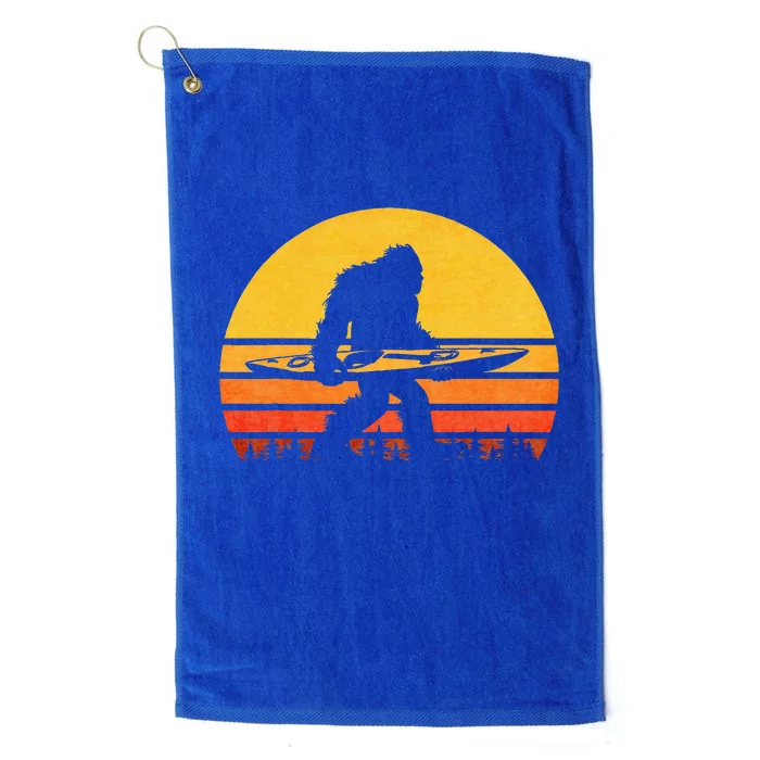 Retro Bigfoot Kayak Vintage Sasquatch Kayaking Platinum Collection Golf Towel