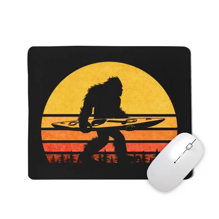 Retro Bigfoot Kayak Gift Vintage Sasquatch Kayaking Gift Mousepad