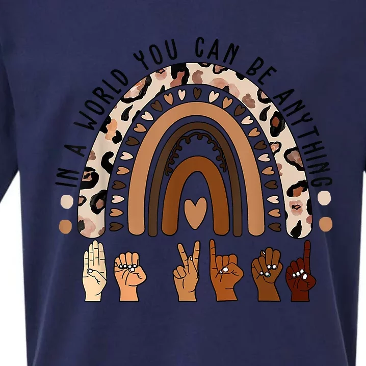 Rainbow Be Kind Sign Language We Wear Orange For Unity Day Sueded Cloud Jersey T-Shirt