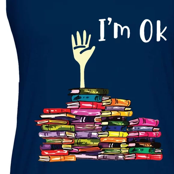 Reading Books Librarian Reader Nerd Im Ok Teacher School Ladies Essential Flowy Tank