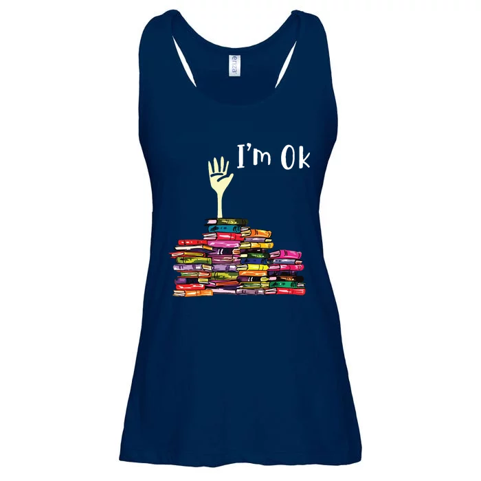 Reading Books Librarian Reader Nerd Im Ok Teacher School Ladies Essential Flowy Tank