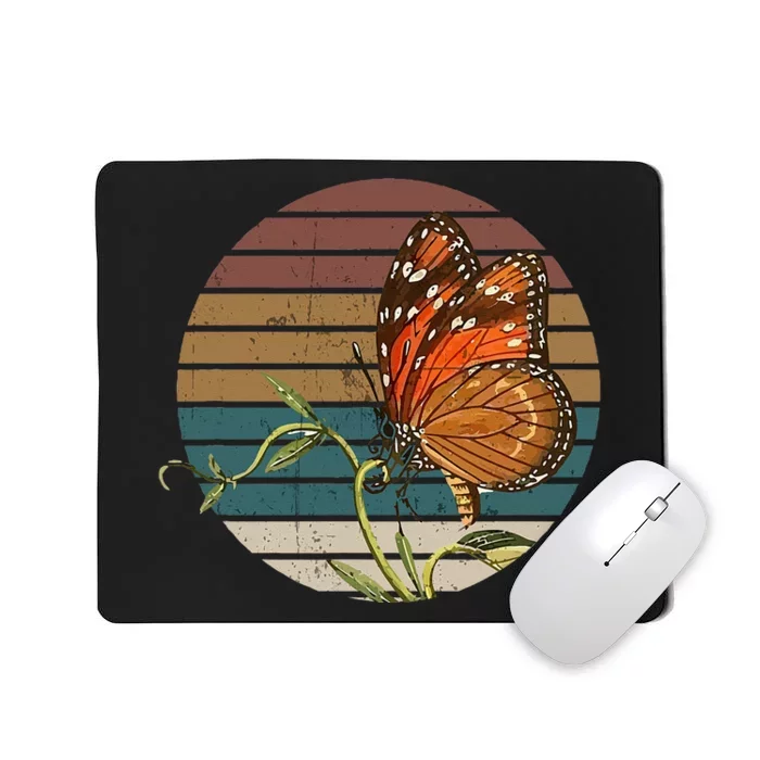 Retro Butterfly Lover Monarch Entomolgist Vintage Milkweed Mousepad