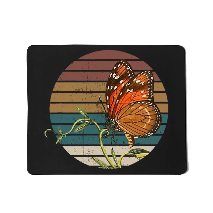 Retro Butterfly Lover Monarch Entomolgist Vintage Milkweed Mousepad