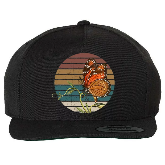 Retro Butterfly Lover Monarch Entomolgist Vintage Milkweed Wool Snapback Cap