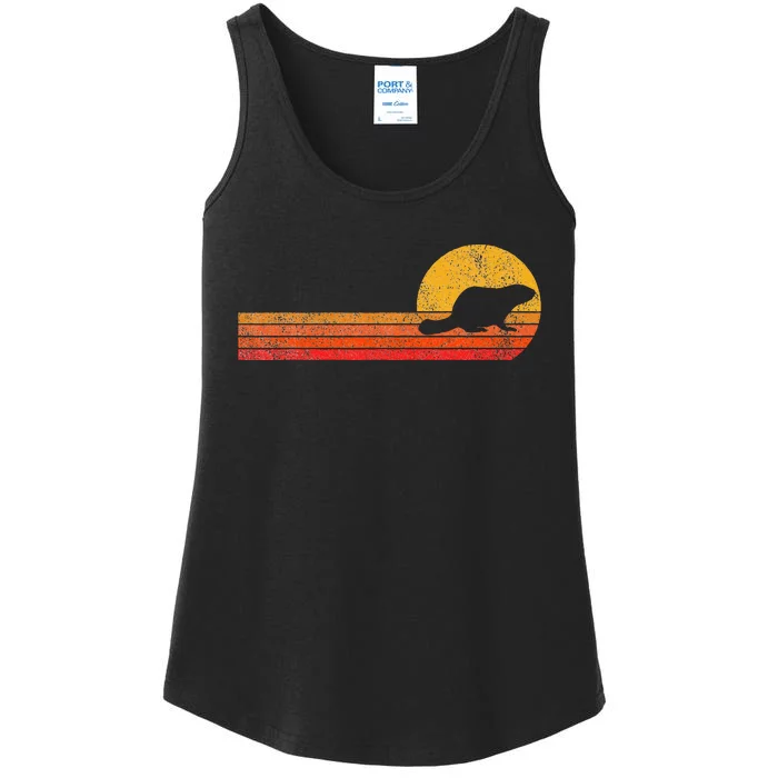 Retro Beaver Lover Funny Beaver Vintage Ladies Essential Tank