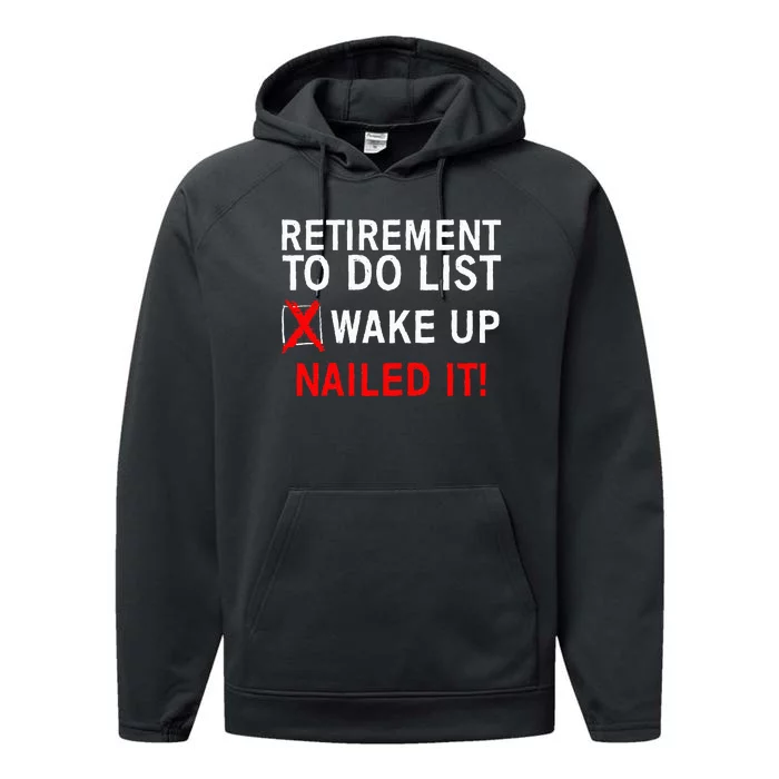 Retirement Bucket List Art Fun and Stylish Gift Idea Performance Fleece Hoodie