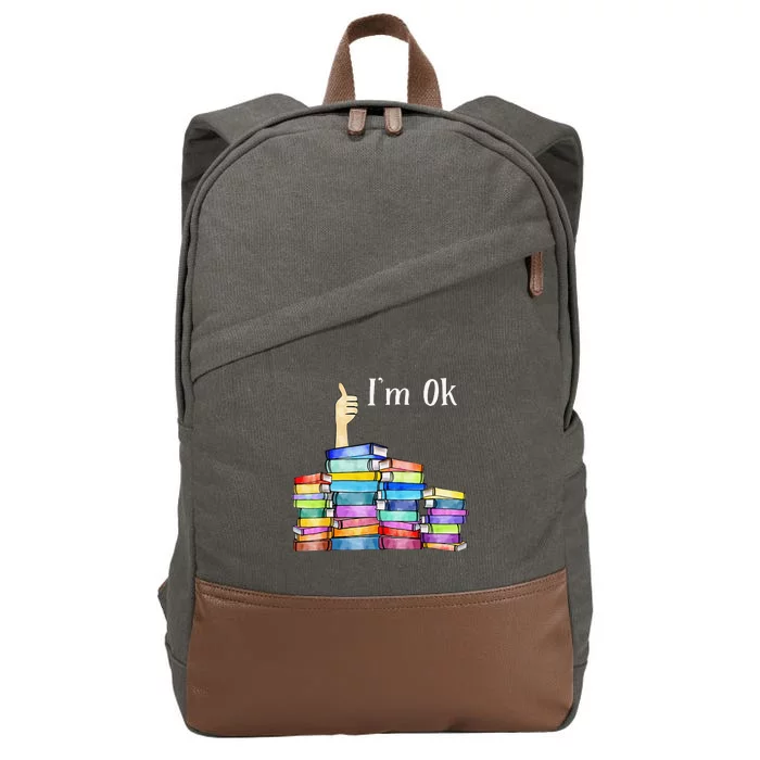 Reading Book Lovers I'm Ok National Book Lovers Day Cotton Canvas Backpack