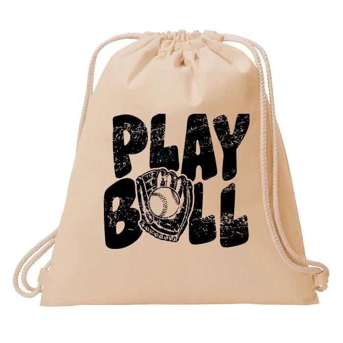 Retro Baseball Lover Team Sport Play Ball Baseball Game Day Drawstring Bag