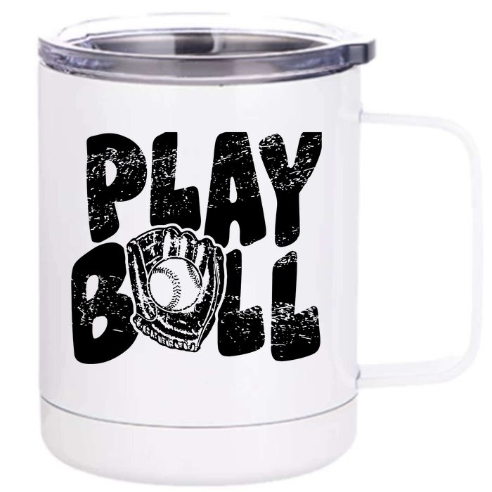 Retro Baseball Lover Team Sport Play Ball Baseball Game Day Front & Back 12oz Stainless Steel Tumbler Cup