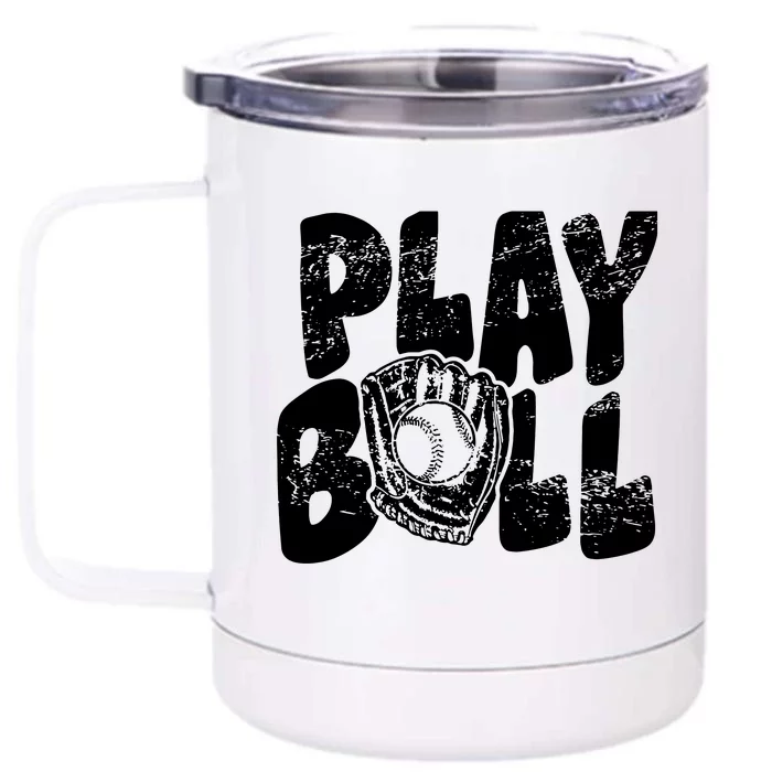 Retro Baseball Lover Team Sport Play Ball Baseball Game Day Front & Back 12oz Stainless Steel Tumbler Cup