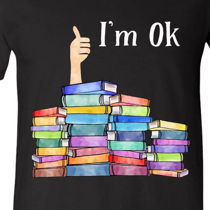 Reading Book Lovers I'm Ok National Book Lovers Day V-Neck T-Shirt