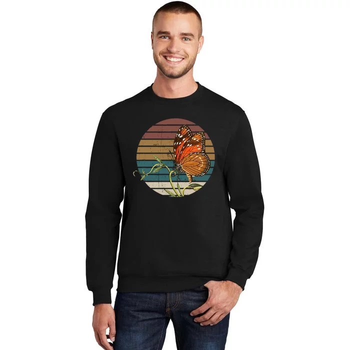 Retro Butterfly Lover Monarch Entomolgist Vintage Milkweed Tall Sweatshirt