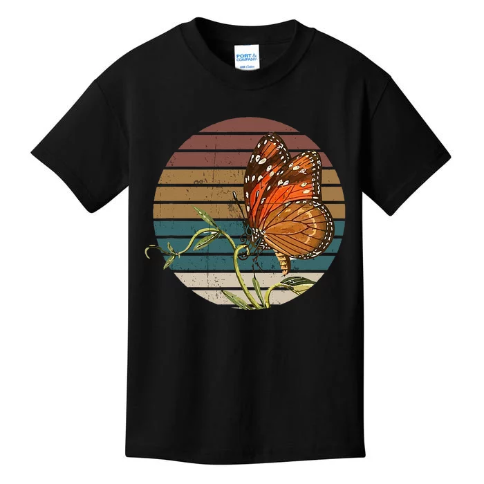 Retro Butterfly Lover Monarch Entomolgist Vintage Milkweed Kids T-Shirt